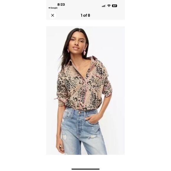 J crew cheetah linen cotton blend pants set with pink trim
Top S pants 4 - Picture 4 of 9